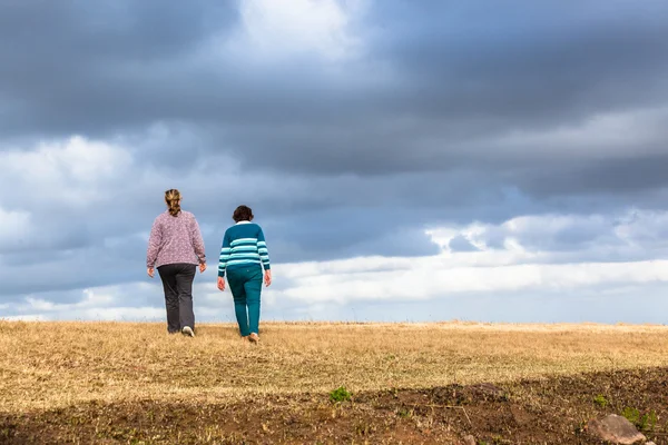 Yürüyen kadınlar dış açık havada konuşuyor — Stok fotoğraf