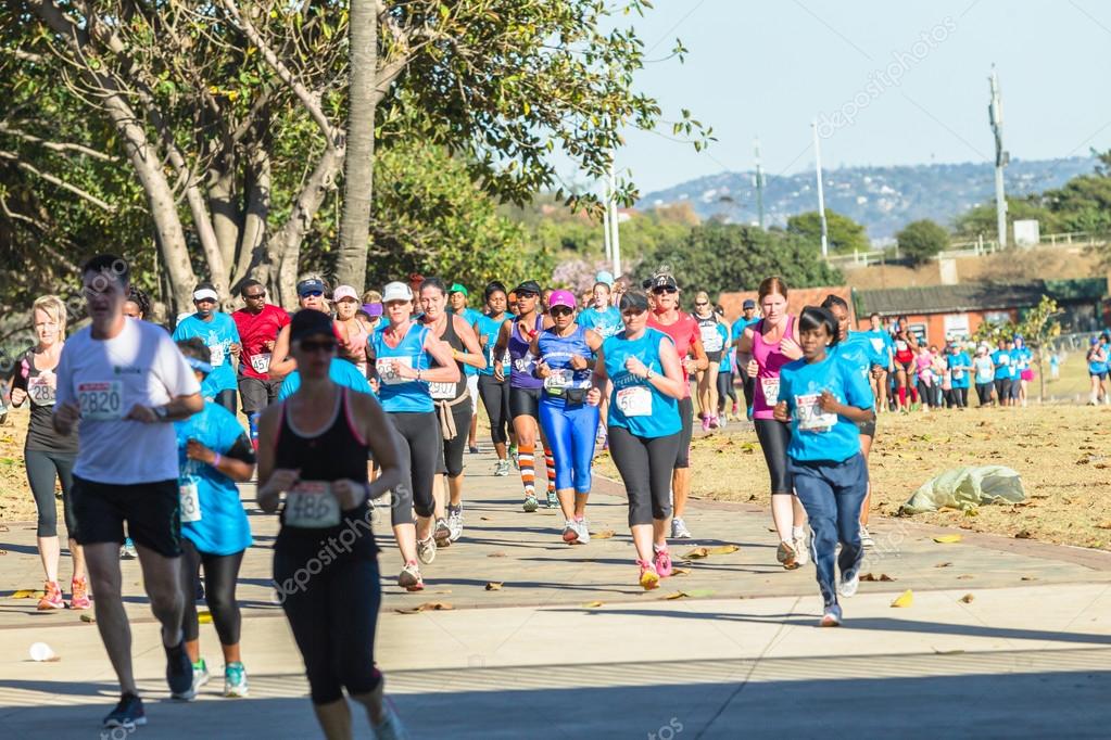 Girls Running Marathon Action Stock Editorial Photo