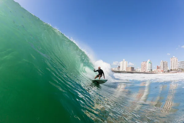 Surf Surfer Rides Wave Durban — Foto de Stock