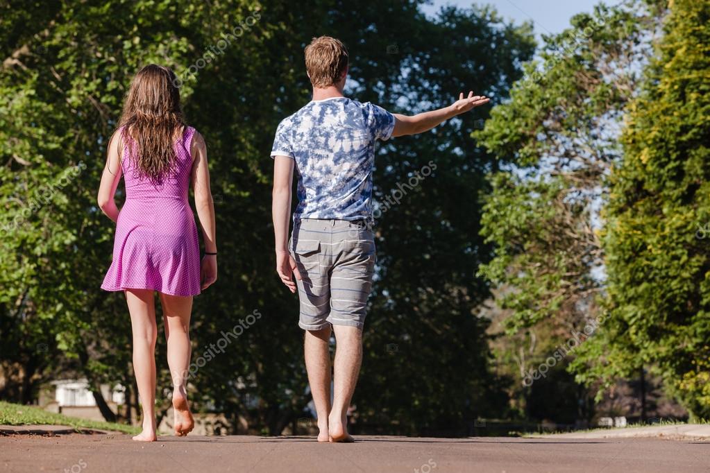 boy and girl walking
