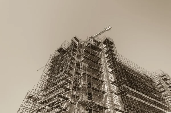 Byggnaden konstruktion Sepia — Stockfoto
