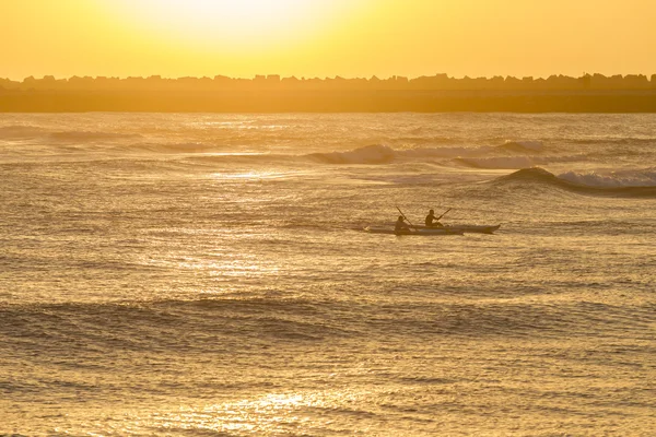Surf-Ski Paddlers Ocean Sunrise — Stock Photo, Image