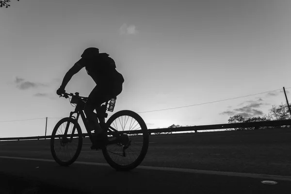 Cycling Silhouette Black White — Stock Photo, Image