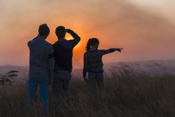 People Rural Sunset Landscape — Stock Photo, Image