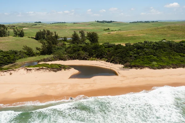 Aerial Flying River Lagoon Coastline — Stock Photo, Image