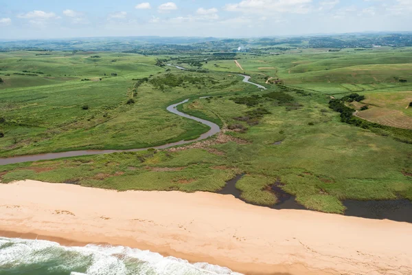 Aerial Flying River Beach Coastline — Stock Photo, Image