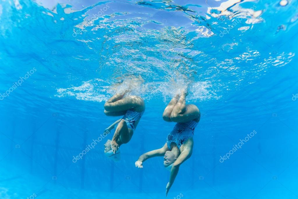 Synchronized Swimming Underwater Stock Editorial Photo