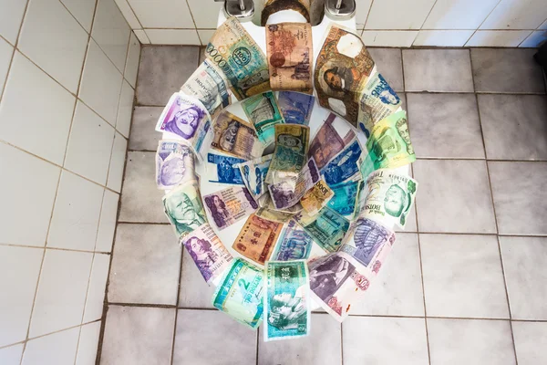 Money Flushed Toilet — Stock Photo, Image