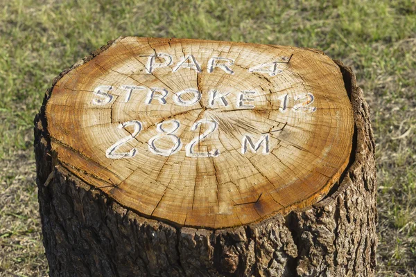 Golf Loch Info Holz Marker — Stockfoto