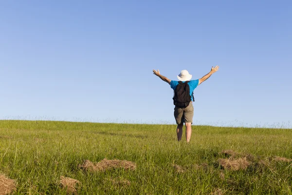 Man Happiness Grass Field — Stock Photo, Image