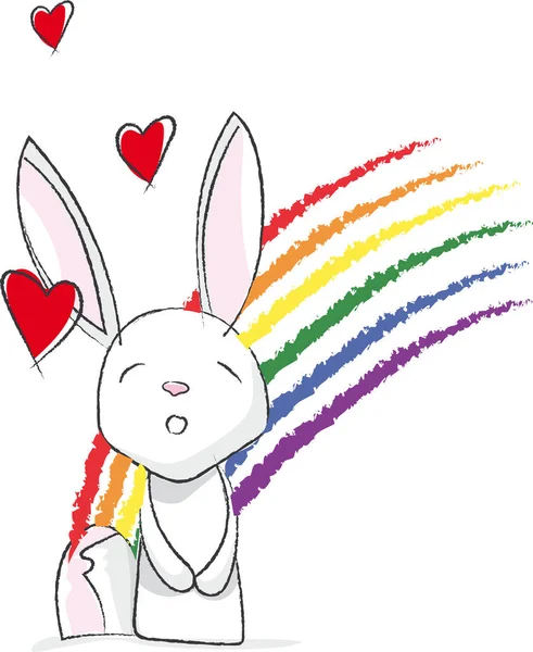 Petit Lapin Illustré Mignon Lapin Fabriqué Vecteur Avec Des Couleurs — Image vectorielle