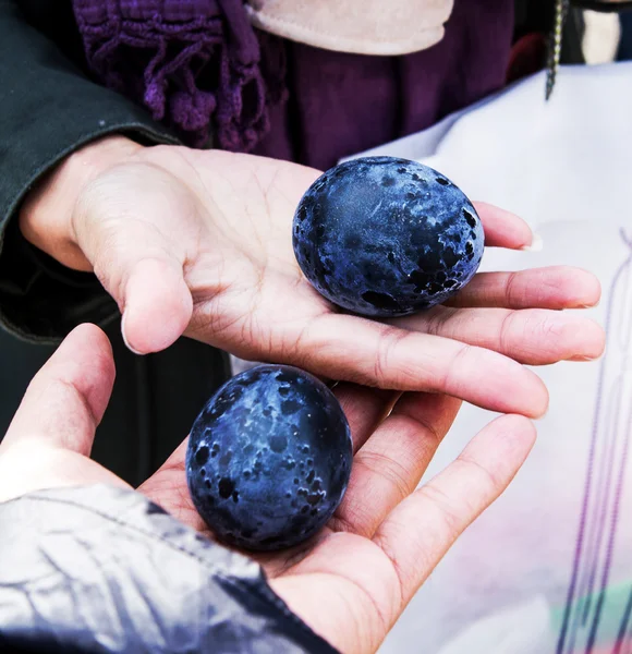 Bir sıcak kükürtlü bahar Hakone, Japonya'da siyah kabuğu ile yumurta haşlama. Telifsiz Stok Fotoğraflar