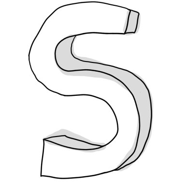 Alfabe S yazı tipi şirin elle çizilmiş