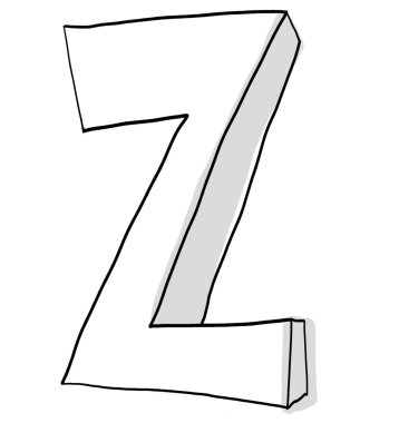 Alfabe yazı tipi Z şirin elle çizilmiş