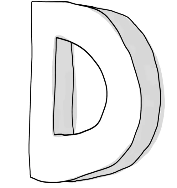Alfabeto fonte D bonito mão desenhada — Fotografia de Stock