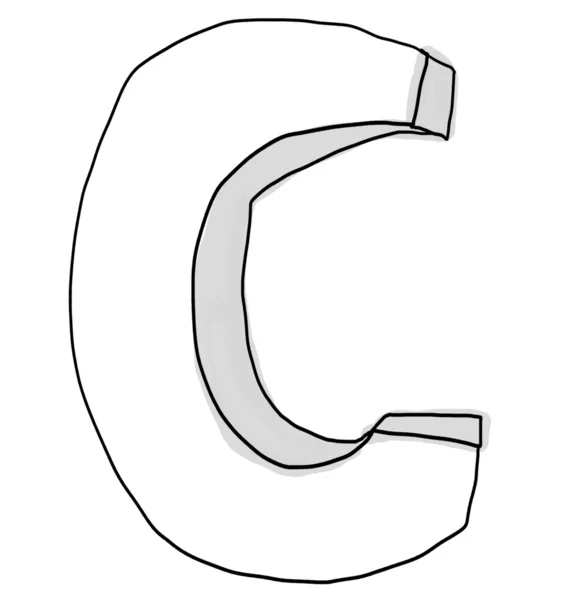 Алфавитный шрифт C Милая рука нарисована — стоковое фото
