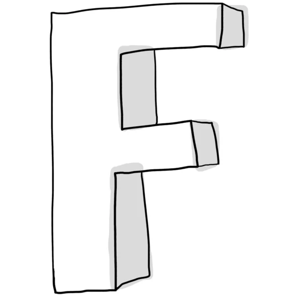 Fonta alfabet F gambar tangan lucu — Stok Foto
