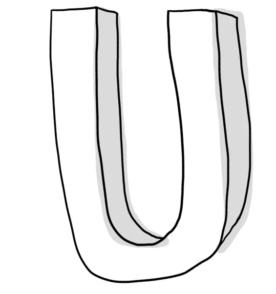 Ábécé betűtípus U aranyos kézzel rajzolt — Stock Fotó