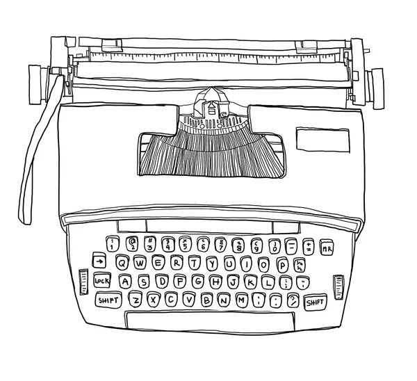 打字机老式电动与纸可爱线艺术它制作图案 — 图库照片