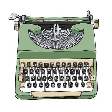 Yeşil İngiliz daktilo şirin sanat illüstrasyon