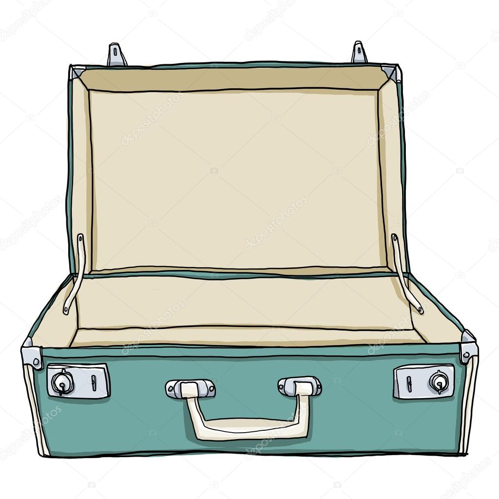 Vintage Luggage &  Suitcases Travel Open is empty cute illustrat