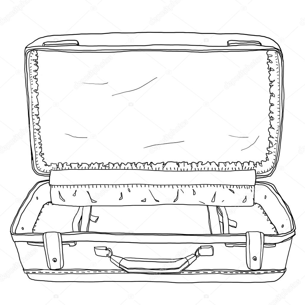 Download red Vintage Luggage & Suitcases Open is empty cute lineart ...