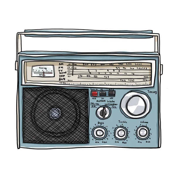 ビンテージ ラジオ レトロなラジカセかわいいアート イラスト — ストック写真