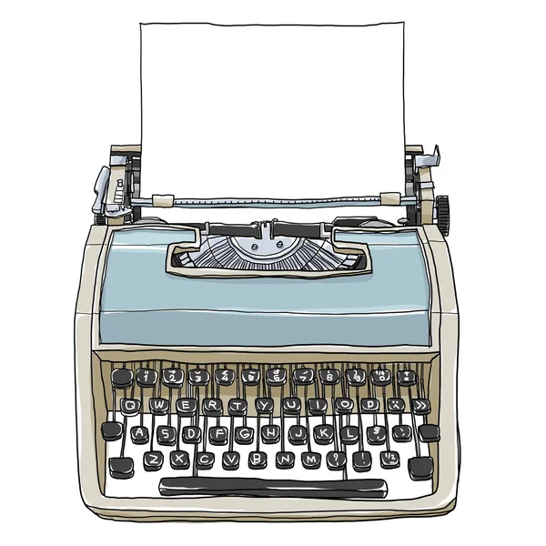 老式打字机可爱线稿图 — 图库照片