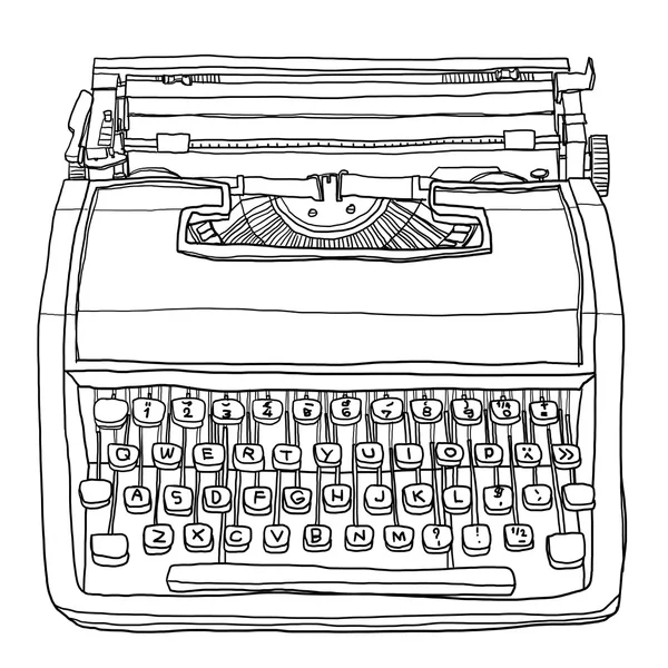 Macchina da scrivere vintage carino lineart illustrazione — Foto Stock