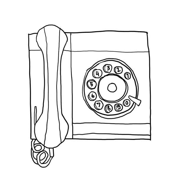 Зелений телефон Вінтажний настінний телефон лінії мистецтва ілюстрація — стокове фото
