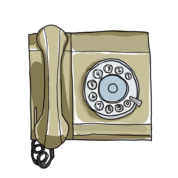 Telefono verde Vintage Wall Phone illustrazione — Foto Stock