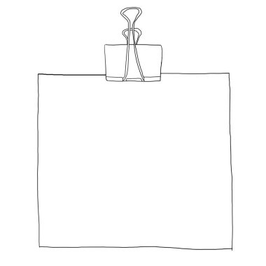 Bağlayıcı klipleri ve boş kağıt hat sanat illüstrasyon