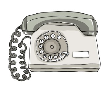 iki telefon Vintage duvar telefon illüstrasyon sesi