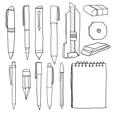 Ofis Malzemeleri kalem kalem kesici silgi hat sanat illüstrasyon