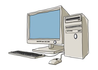 Masaüstü bilgisayar el çekilmiş sanat resim sevimli illustration2