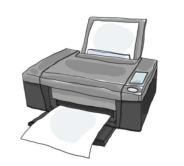 Tiskárna roztomilý ručně kreslenou malířské umění ilustrace — Stock fotografie