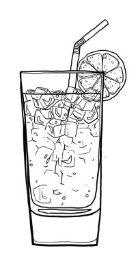 Blue Lagoon kahve kokteyl elle çizilmiş sevimli çizgi resimleri boyama ben