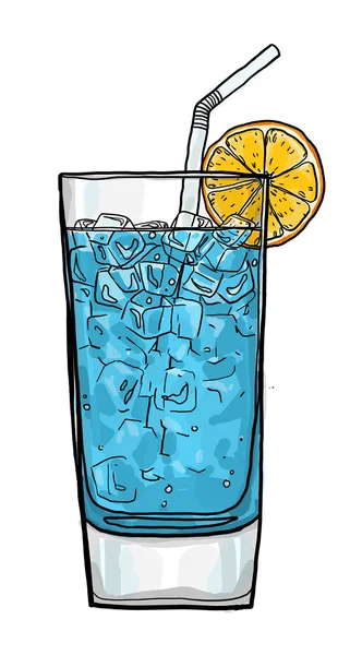Blue Lagoon kaffe cocktail hand dras söta konst måleri illust — Stockfoto