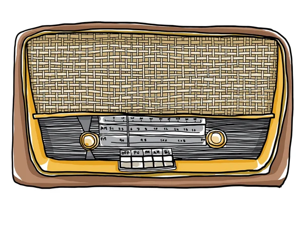 Vintage żółty radio ręcznie rysowane Sztuka Malarstwo ilustracja — Zdjęcie stockowe