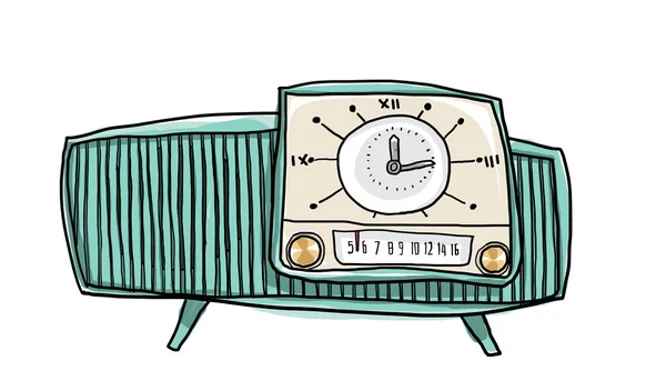 Vintage grün Radio niedlichen hand gezeichnete Kunst illustration — Stockfoto