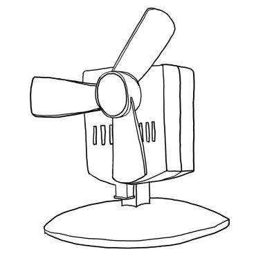 Vintage tablo fan elle çizilmiş sevimli çizgi sanat illüstrasyon