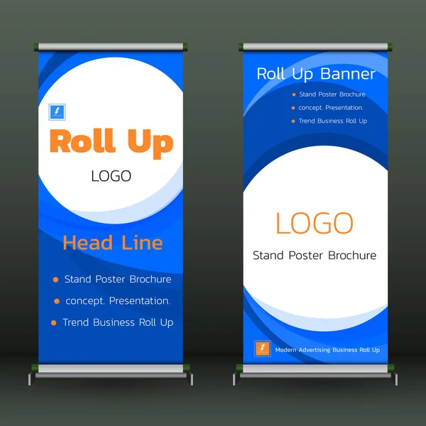 Roll Banner Sjabloon Dekking Moderne Tentoonstelling Reclame Trend Business Stand — Stockvector