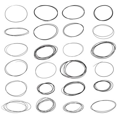 karalamalar El çizilmiş daireler çerçeve seti