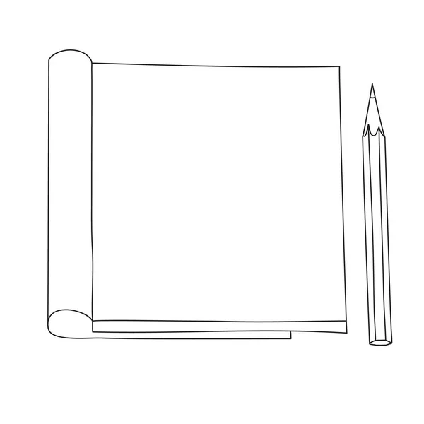 Linea Disegnata Mano Arte Notebook Matita Carino Arte Vettoriale Illustrazione — Vettoriale Stock
