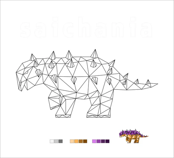 Dinozor Renklendirme Türleri Saichania Sanat Vektörü Çizimi — Stok Vektör