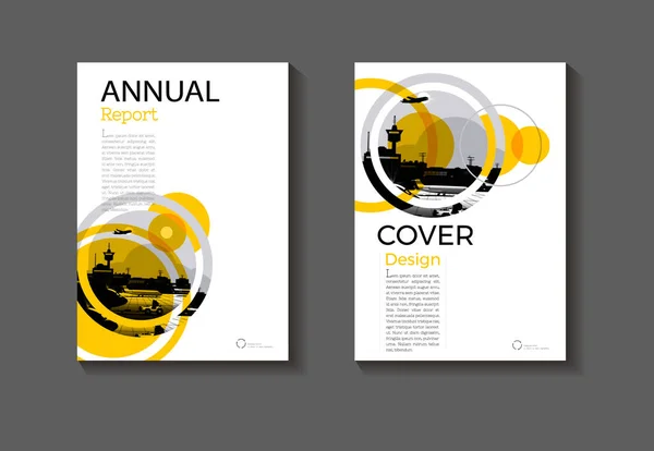 カバーサークル現代的なデザイン抽象的な背景黄色の本カバーパンフレットテンプレート 年次報告書 雑誌やチラシのレイアウトベクトルA4 — ストックベクタ