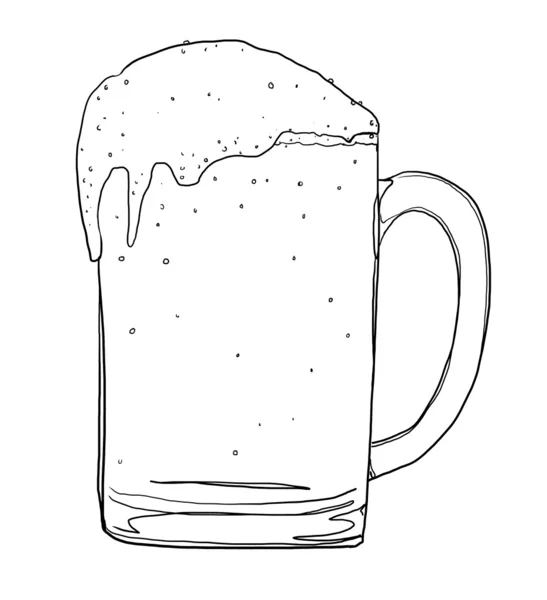 Frosty glass of light beer line art — Stock Photo, Image