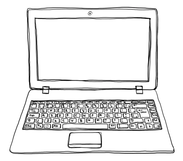 Lap-top σημειωματάριων υπολογιστή χαριτωμένο γραμμικό σχέδιο — Φωτογραφία Αρχείου
