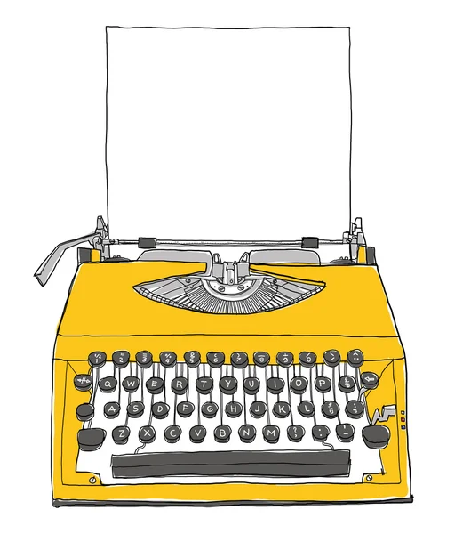 Gelber Schreibmaschinenjahrgang mit Papiermalerei — Stockfoto