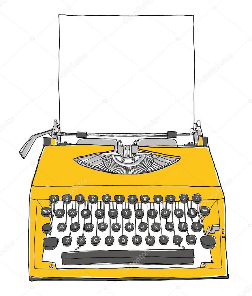 yellow Typewriter vintage with paper painting